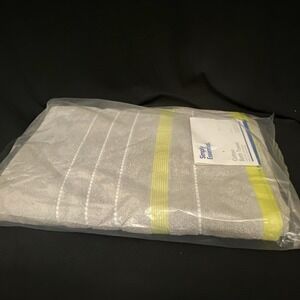 Simply Essential Gray Yellow White Stripe Bath Towel Cotton 30 In X 54in